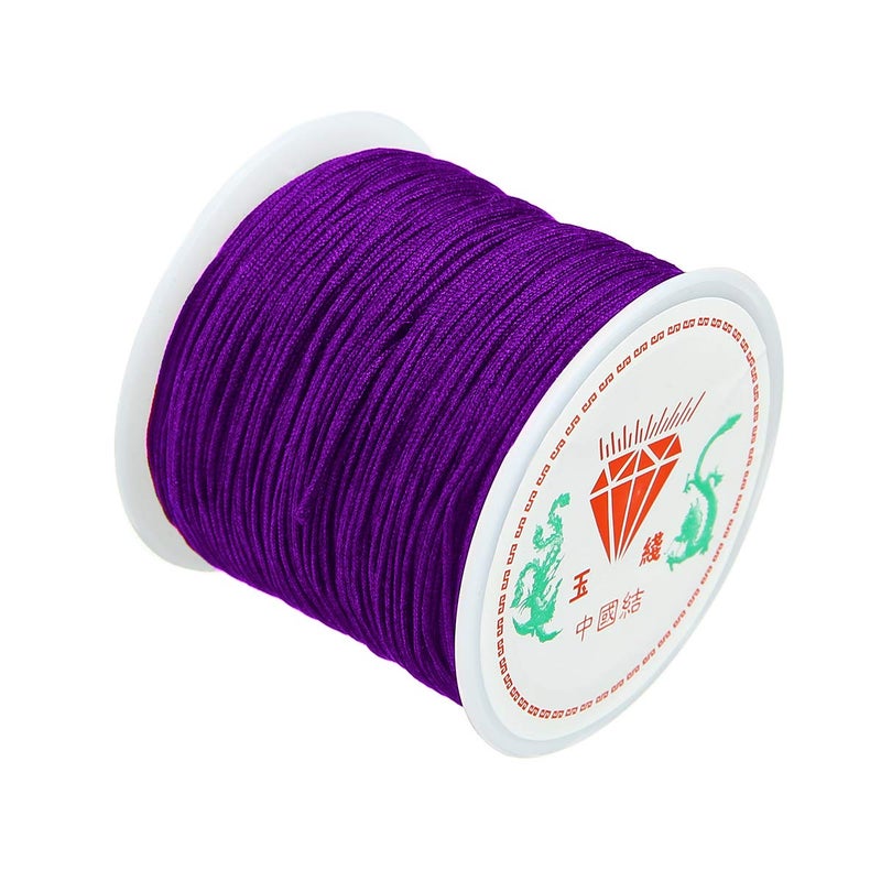 Mayitr 0.8mm Nylon Cord, Nylon Beading String Knotting Cord, Thread Chinese Knot Macrame Rat-Tail Bracelet Braided String (Purple) - Image 1